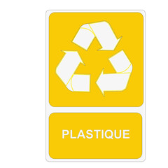 Panneau  indiquant le tri sélectif des déchets avec texte en langue française:: plastique