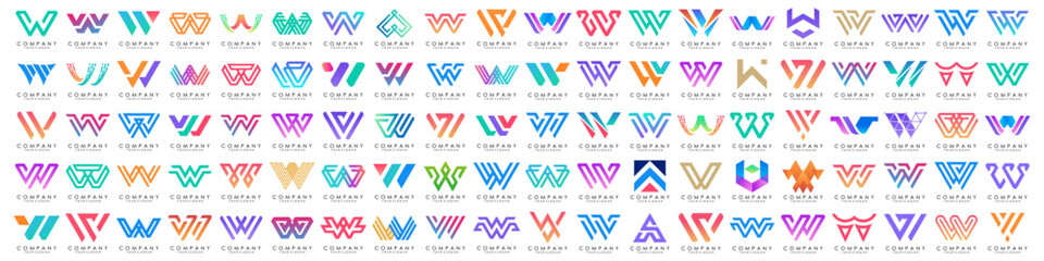 collection abstract letter W logo design. modern logotype W design with colorful. vector illustration