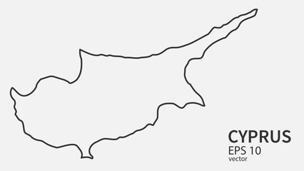 Vector line map of Cyprus. Vector design isolated on white background.	
