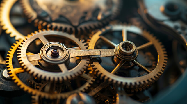 Steampunk background. Gears and cogwheels. Close up.