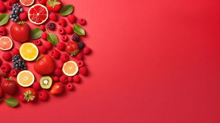 Fruit slices on a vibrant background - Healthy and juicy delights