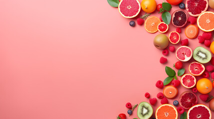 Fruit slices on a vibrant background - Healthy and juicy delights