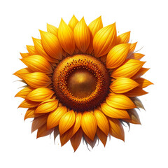 Sunflower Charm in Watercolor - Transparent Isolation