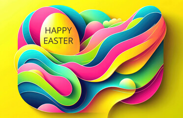 Obraz premium Banner Colorful abstract waves and stylized Easter egg. Design for spring greeting cards or electronic greetings.
