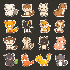 cute animals stickers a individual for UI design or app icon 