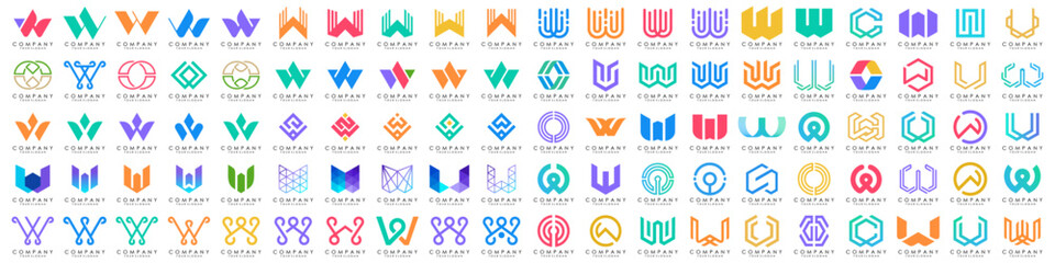 collection abstract letter W logo design. modern logotype W design with colorful. vector illustration