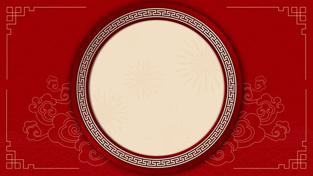 Chinese new year background with rotating circle frame with oriental style decoration, motion graphic video