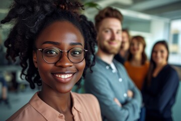 Fototapeta premium Diverse Team of Professionals Smiling Together in the Office