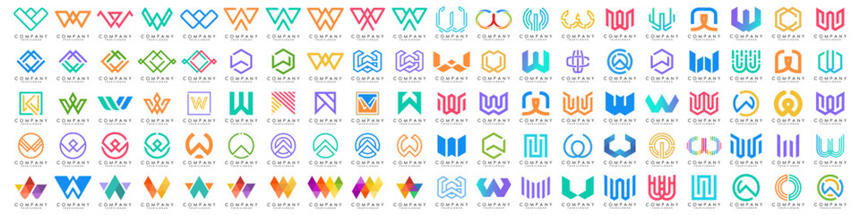 collection abstract letter W logo design. modern logotype W design with colorful. vector illustration