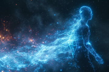 Technology background with,hologram,blue neon.