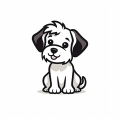  Cute dog  logo, black and white, white background 