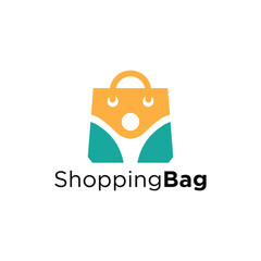Happy shopping bag logo icon vector