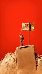 Abstract figure of worker standing on pile of sand