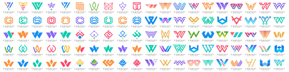 collection abstract letter W logo design. modern logotype W design with colorful. vector illustration
