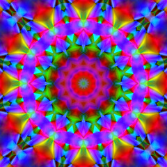 Fototapeta na wymiar Fascinating kaleidoscope of colors that blend harmoniously, a vibrant show dynamics. Beautiful colorful bokeh festive lights in kaleidoscope
