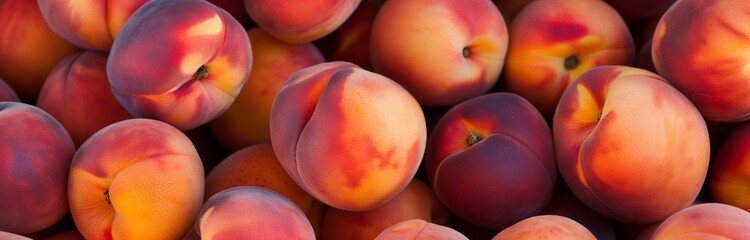 Fototapeta na wymiar fresh juicy peaches on the market in the summer