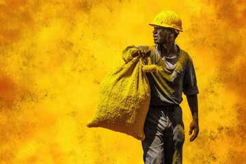 Fototapeta premium Abstract photo of worker carrying bags