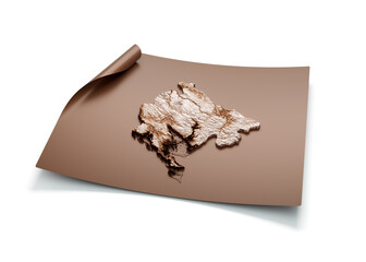 Map Of Montenegro Old Style Brown On Unrolled Map Paper Sheet On White Background 3d Illustration