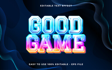 good game 3d editable vector text style effect. Vector text effect with glossy concept.
