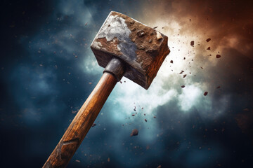 Abstract symbolic worker tool hammer