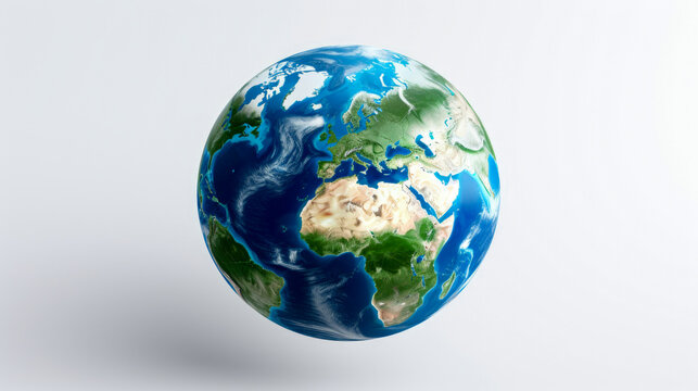 The iconic blue planet Earth set against a clean and simple white backdrop