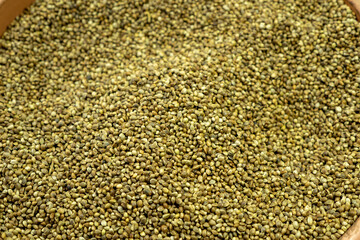 Dried hemp seeds for sale in herbalist,