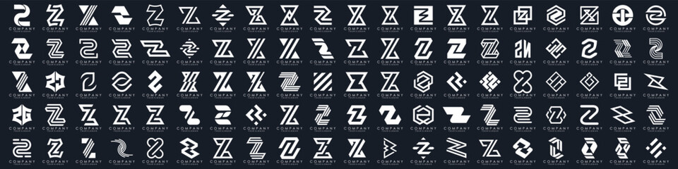 collection abstract letter Z logo design. modern logotype Z design with white color. vector illustration - obrazy, fototapety, plakaty