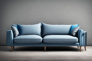an AI image of a gray sofa with blue pillows isolated using a clipping mask
