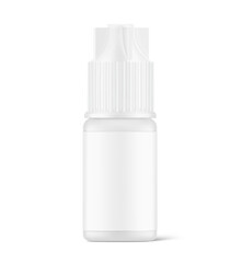 Bottle mockup for vape, eye or nasal drops isolated on white background. Vector illustration. Can be used to present cigarette liquid, medical and other needs. EPS10.