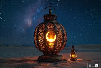 Glowing Lamp in the Desert: A Celebration of the Full Moon Generative AI