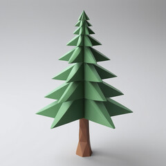 3d pine tree. elements for camping, hiking , summer camp, traveling, trip. icon isolated on bright background. 3d rendering illustration. Clipping path..