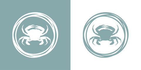 Marco circular con líneas con silueta de cangrejo