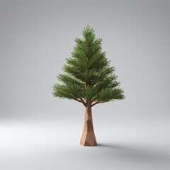 Obraz premium 3d pine tree. elements for camping, hiking , summer camp, traveling, trip. icon isolated on bright background. 3d rendering illustration. Clipping path..