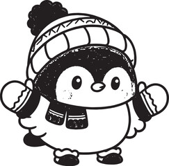 cute coloring page penguin
