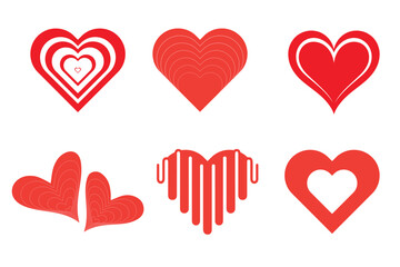 Collection of vector heart , Love heart icon set, love heart variations.