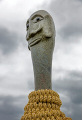 Maori aart. Sculptures and objects. At the modern art park Devonport Auckland New Zealand. Jade stone.