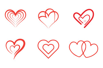 Collection of vector heart , Love heart icon set, love heart variations.