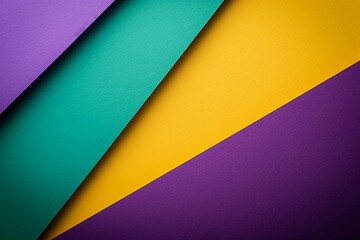 Vibrant Abstract Banner. Textured Surfaces Converging In Purple, Yellow, and Green. Mardi Gras 3D...