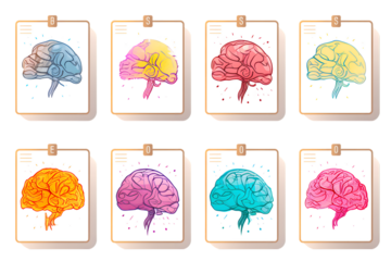 Brainstorm stickets set isolated on white background. Generative AI.