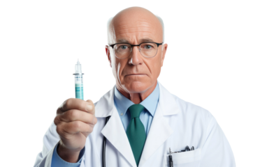 doctor with expressive personality on white or PNG transparent background.