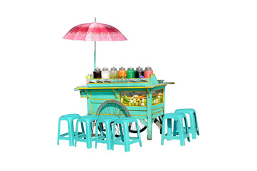 Fruit ice and rujak carts, street food sales media that are often found in Asian countries