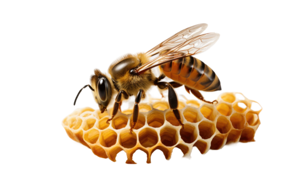 honeycomb wasp close view on white or PNG transparent background.