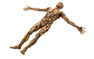 man wooden with arms down on white or PNG transparent background.