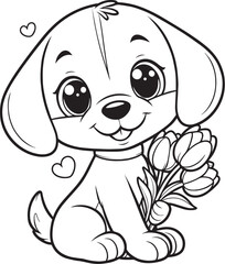 coloring page cute dog