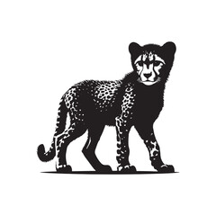 Prowess in Motion: Cheetah Club Silhouette Set Illuminating the Prowess and Dynamism of Cheetahs - Cheetah Club Illustration - Cheetah Club Vector
