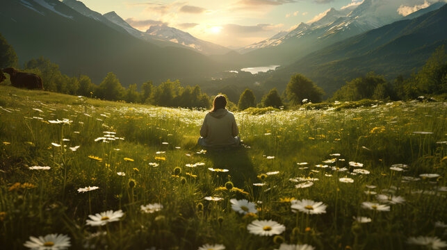 Green Yoga in Nature's Zen: Lush Mindful Meadow