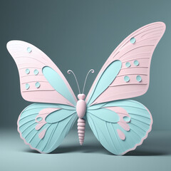 Beautiful paper cut pastel color of butterfly. paper art style illustration, in pastel color background