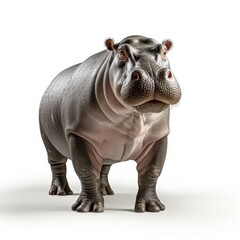 Obraz premium A hippopotamus standing isolated on a white background.
