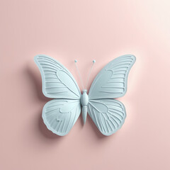 Beautiful paper cut pastel color of butterfly. paper art style illustration, in pastel color background