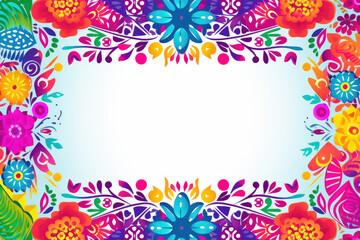 Background with white blank text space, poster design from colorful floral patterns